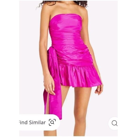 NWT $695 Loveshackfancy Noble Silk Mini Dress Cocktail Party 8 Flirty Fuschia - Picture 3 of 15